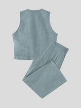 Men's Avant-Garde Faux Suede Cropped Two Pieces Outfit SKUL78315