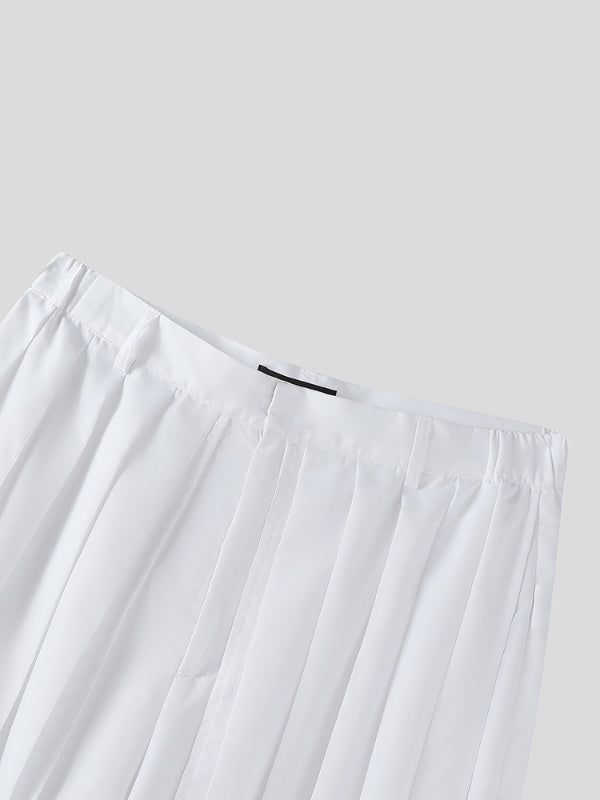 Men's Solid Pleated Layered Casual Pant SKUL16809