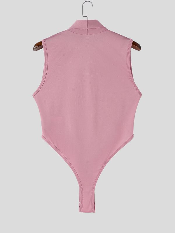 Men's Avant-Garde Draped Wrap-Front High-Cut Bodysuit SKUL62168