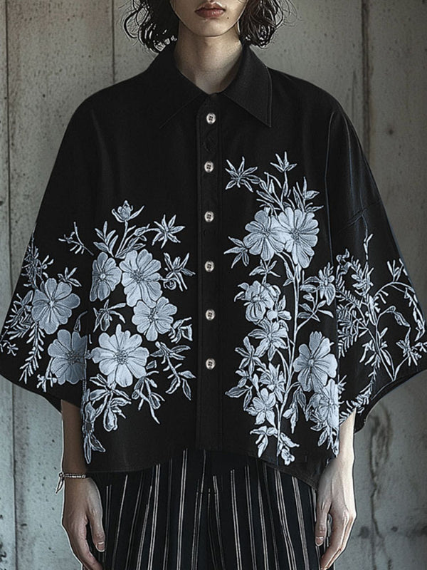 Mens Floral Print 3/4 Sleeve Shirt SKUL02371