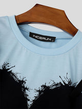 Mens Heart Print Patchwork Short Sleeve T-Shirt SKUL03026