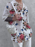 Mens Floral Print See Through Short Sleeve Shirt SKUK51737