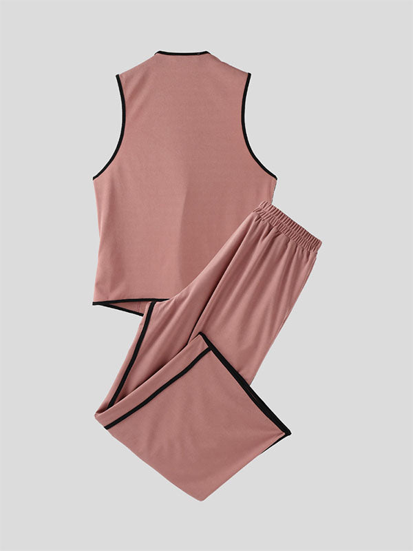 Men's Bold Stripe Colorblock Casual Two Pieces Outfit SKUL24960