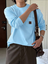 Men's Solid Color Pocket Long Sleeve T-Shirt SKUL40090
