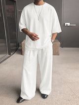 Men's Solid Color Semi Sheer Casual Two Pieces Outfit SKUL53020