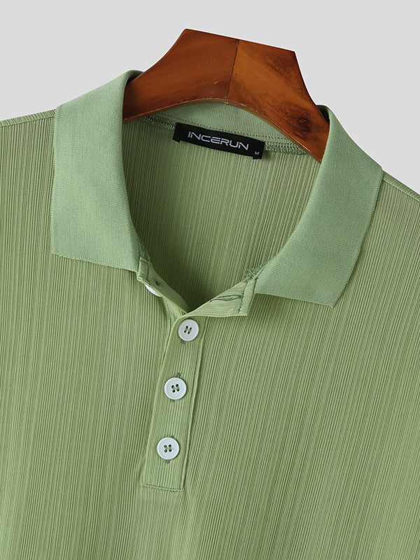 Mens Texture Knit Short Sleeve Golf Shirt SKUK15855