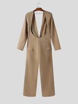 Men's Back Cutout Design Long Sleeve Jumpsuit SKUL43629