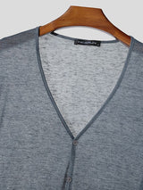 Men's Solid Color Sheer Casual Long Sleeve Cardigan SKUL39017