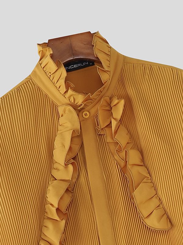 Men's Ruffle Textured Long Sleeve Shirt SKUL42557