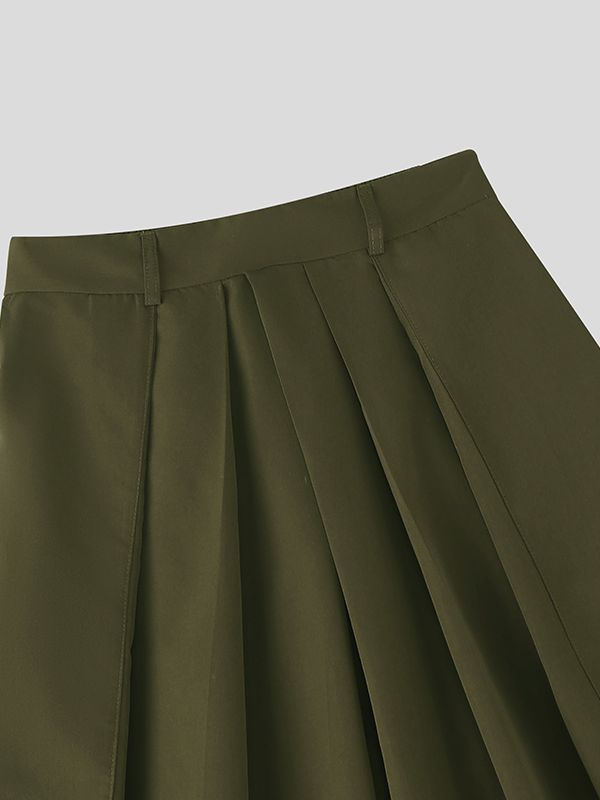 Men's Deconstructed Solid Color Pleated Pant SKUL48757