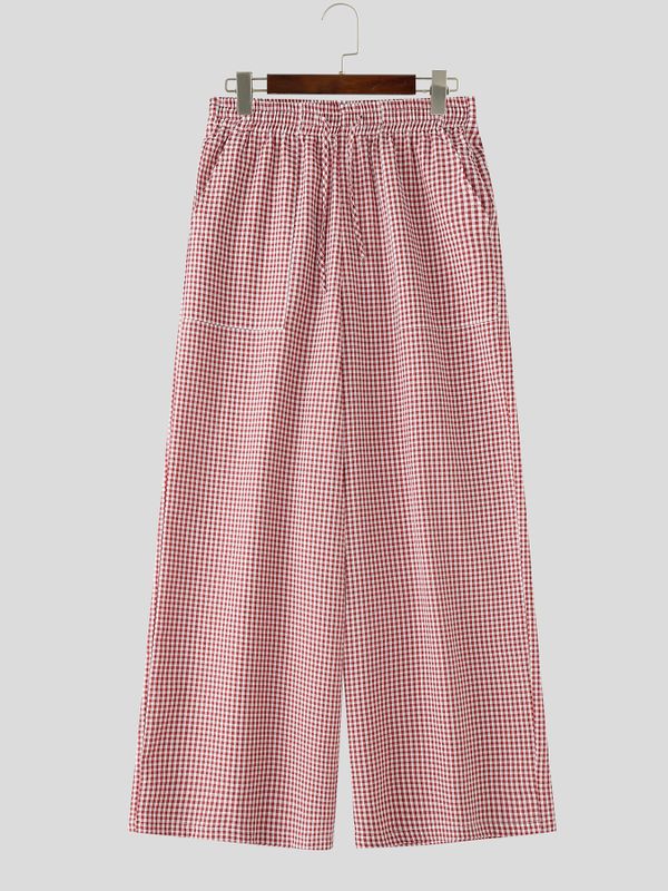 Men's Casual Plaid Loose Fit Pant SKUL58865