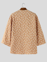 Men's Solid Jacquard Texture Short Sleeve Shirt SKUL26572