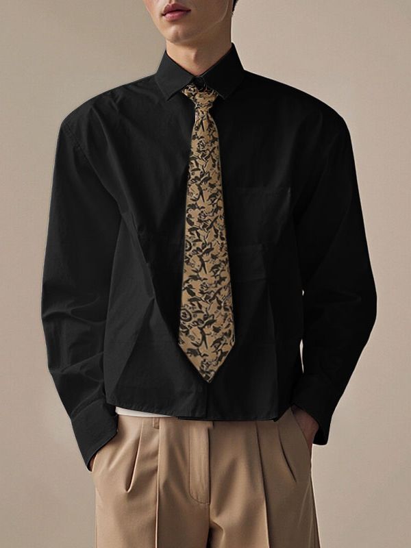 Men's Printed Tie Long Sleeve Shirt SKUL36672