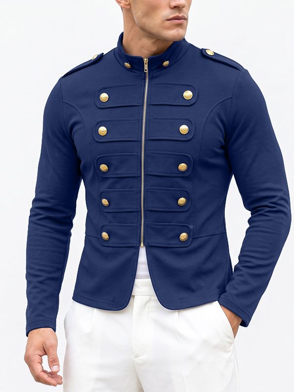 Men's Vintage Steampunk Military Drummer Long Sleeve Cardigan SKUL78983