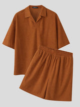Men's Vintage Casual Corduroy Textured Two Pieces Outfit SKUL69690