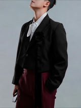 Men's 3D Floral Embellished Cropped Long Sleeve Blazer SKUL45389