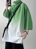 Mens Ombre Cowl Neck 3/4 Length Sleeve Shirt  SKUK48610
