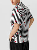 Mens Striped Heart Print Lapel Shirt SKUK05168