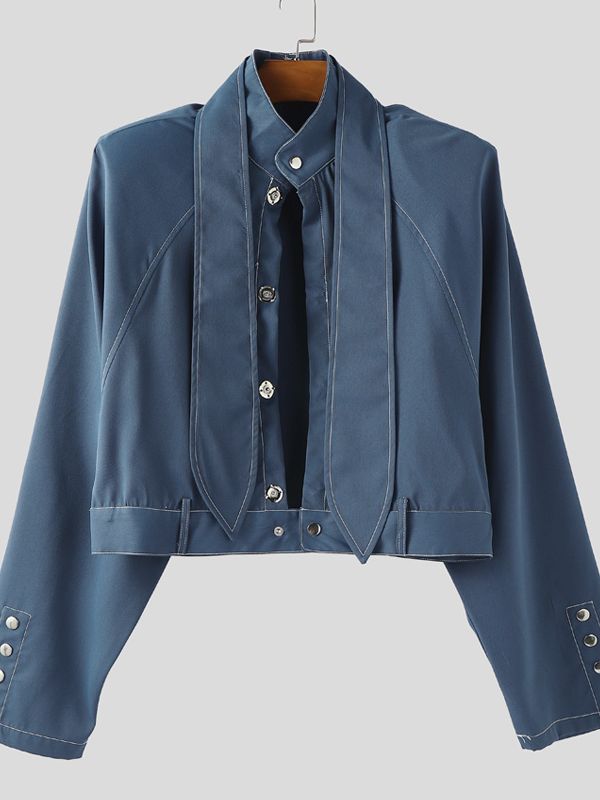 Men's Deconstructed Contrast Stitch Long Sleeve Jacket SKUL32849