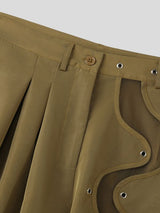Men's Avant-Garde S-Curve Sheer Mesh Grommet Tailored Short SKUL59859