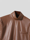 Mens PU Leather Fringe Patchwork Cloak SKUK42831