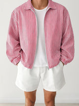 Men's Striped Lightweight Long Sleeve Jacket SKUL34237