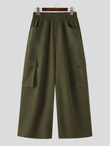 Men's Solid Color Wide Leg Cargo Pant SKUL49893