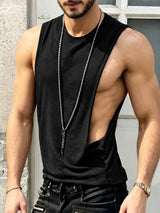 Men's Avant-Garde Drop Armhole Side-Cutout Fitted Muscle Tank SKUL70328