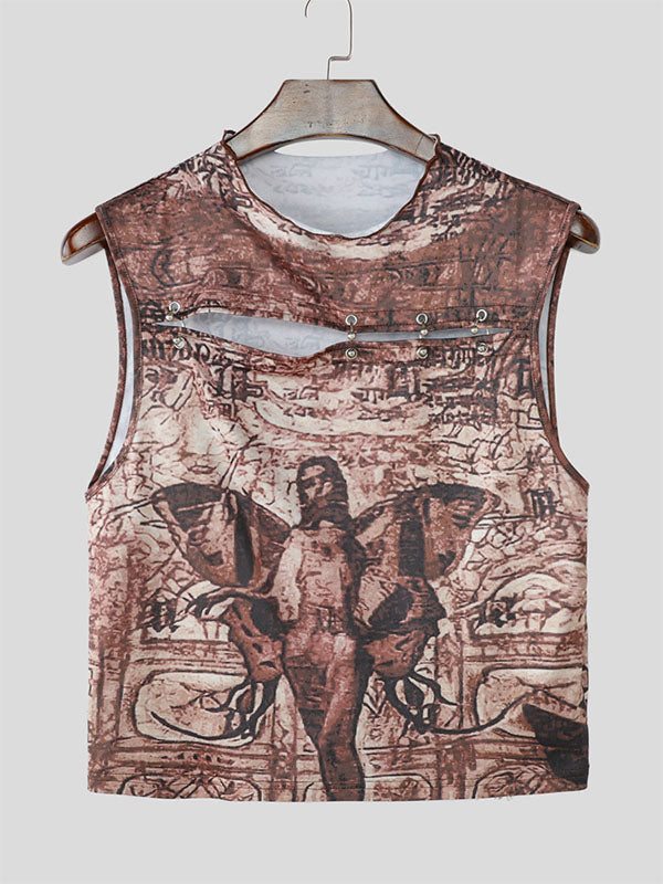 Men's Abstract Print Cropped Tank SKUL15373