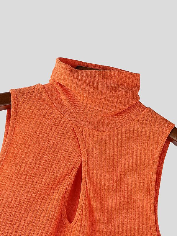 Men's Knit Textured Hollow Cropped Tank SKUL52631