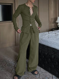 Mens Solid Knit Casual Two Pieces Outfits SKUK21280