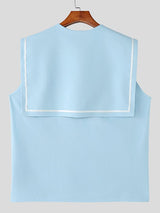 Men's Solid Color Sailor Collar Casual Tank SKUL50154