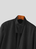 Mens Cutout Stand Collar Long Sleeve Shirt SKUK46284