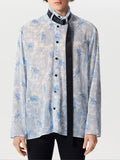 Mens Floral Print Buckle Design Chiffon Shirt SKUK46350