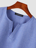 Mens Solid Notched Neck Short Sleeve T-Shirt SKUK09628