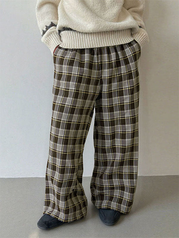 Men's Plaid Wide Leg Casual Pant SKUL28236