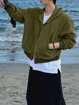 Men's Deconstructed Cropped Zip Long Sleeve Hoodie SKUL40098