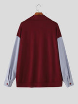 Men's Faux Two Piece Stripe Long Sleeve Shirt SKUL42539