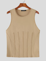 Mens Solid Color Drawstring Waist Casual Tank SKUL14001