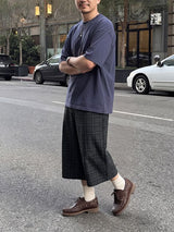 Men's Avant-Garde Plaid Wide-Leg Culotte Short SKUL60802