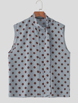 Men's Avant-Garde Polka Dot Print Halter Bow-Tie Neck Tank SKUL67069