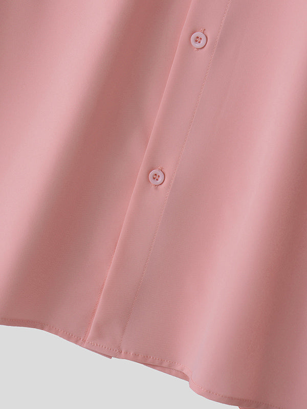 Mens Ruffled Stand Collar Long-Sleeve Shirt SKUK94595