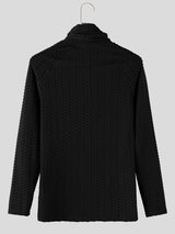 Men's Sexy Clubwear 3D Honeycomb Textured Muscle Fit Raglan Long Sleeve Turtleneck T-shirt SKUL83140