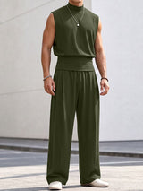 Men's Minimalist High Street Mock Neck Two Pieces Outfit SKUL79737