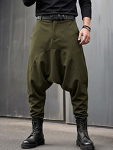Men's Avant-Garde Darkwear Urban Street Curved Seam Drop-Crotch Tapered Pant SKUL84000