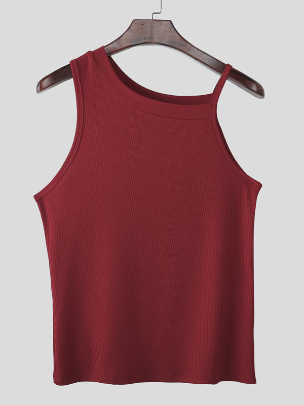 Mens Asymmetrical Strap Knit Casual Tank SKUL20225