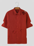 Mens Heart Cutout Short Sleeve Shirt SKUK43871