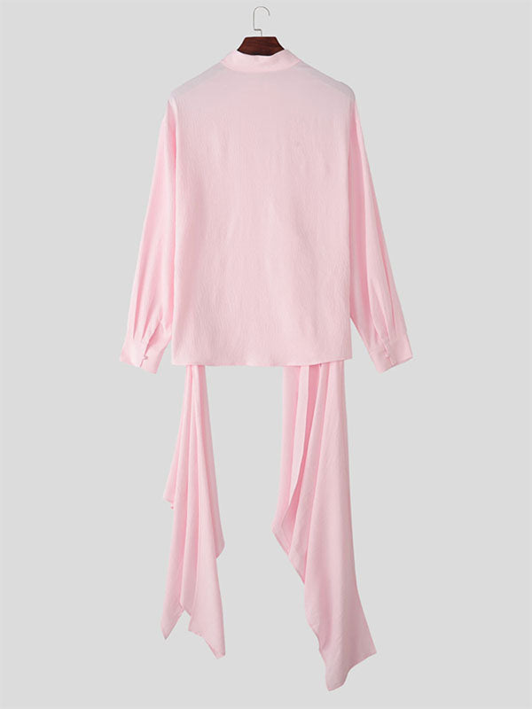 Men's Irregular Hem Long Sleeve Shirt SKUL29558