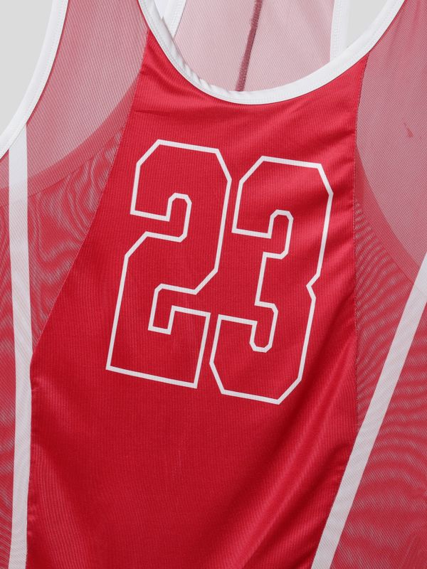 Men's Number Print Sheer Bodysuit SKUL53026
