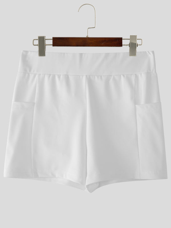 Men's Solid Color Slim Fit High Stretch Casual Short SKUL21023